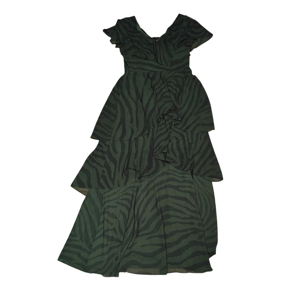 Ralph Lauren Green Zebra Print Chiffon Gown Womens 12 - Picture 5 of 5